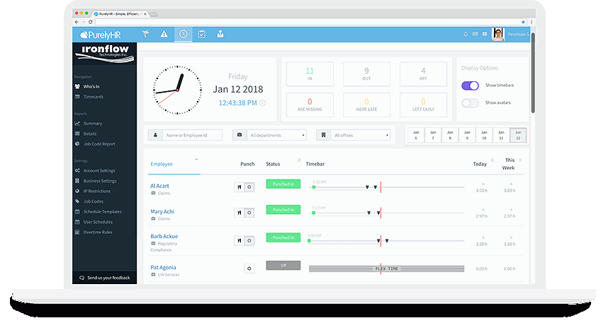 time attendance management time clock purelyhr