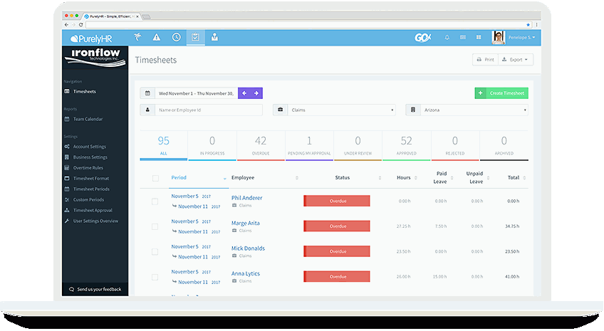employee time management time sheet purelyhr