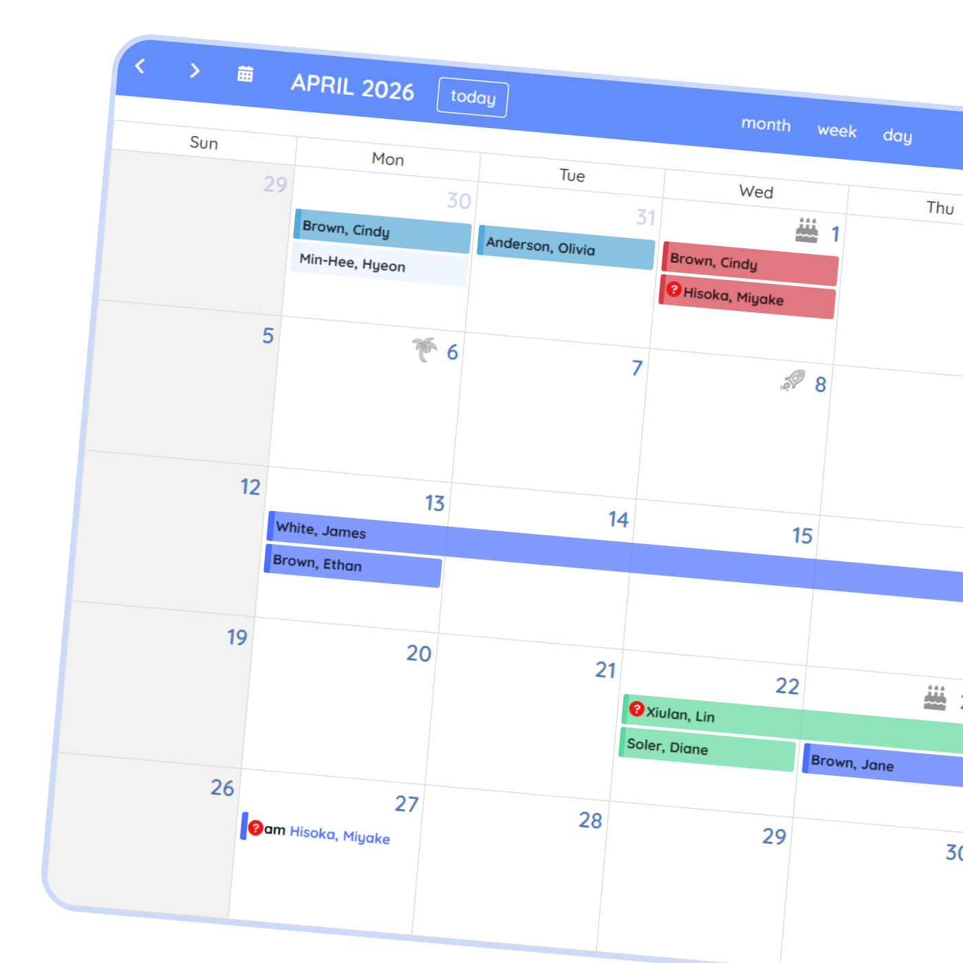 shared employee leave calendar purelyhr Shared employee leave calendar in PurelyHR showing vacation planning, PTO tracking and staff availability management